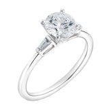 Piper 14K White Gold Round Cut Lab Grown Diamond Tapered Baguettes Engagement Ring - 1.05 Ct