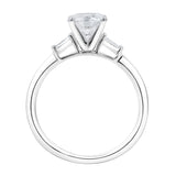 Piper 14K White Gold Round Cut Lab Grown Diamond Tapered Baguettes Engagement Ring - 1.05 Ct