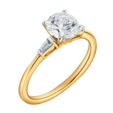 Piper 14K Yellow Gold Round Cut Lab Grown Diamond Tapered Baguettes Engagement Ring - 1.05 Ct