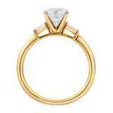 Piper 14K Yellow Gold Round Cut Lab Grown Diamond Tapered Baguettes Engagement Ring - 1.05 Ct