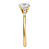 Piper 14K Yellow Gold Round Cut Lab Grown Diamond Tapered Baguettes Engagement Ring - 1.05 Ct