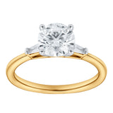 Piper 14K Yellow Gold Round Cut Lab Grown Diamond Tapered Baguettes Engagement Ring - 1.05 Ct