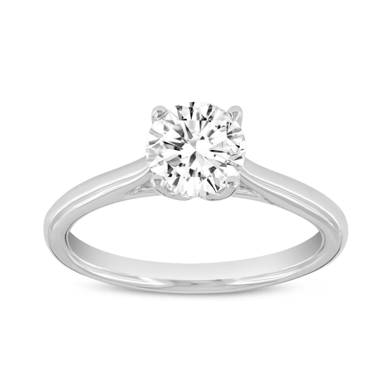 Certified Round Shape Lab Grown Diamond (1.01 ctw) Solitaire Ring in 14K White Gold