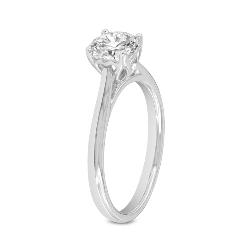 Certified Round Shape Lab Grown Diamond (1.01 ctw) Solitaire Ring in 14K White Gold