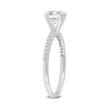 14K White Gold Round Cut Lab Grown Diamond Classic Engagement Ring - 1.14 ctw
