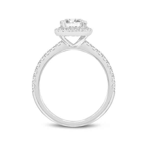 Certified Round Shape Lab Grown Diamonds (1.46 cttw) Halo Ring in 14K White Gold