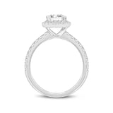 14K White Gold Round Cut Lab Grown Diamond Halo Engagement Ring - 1.46 ctw