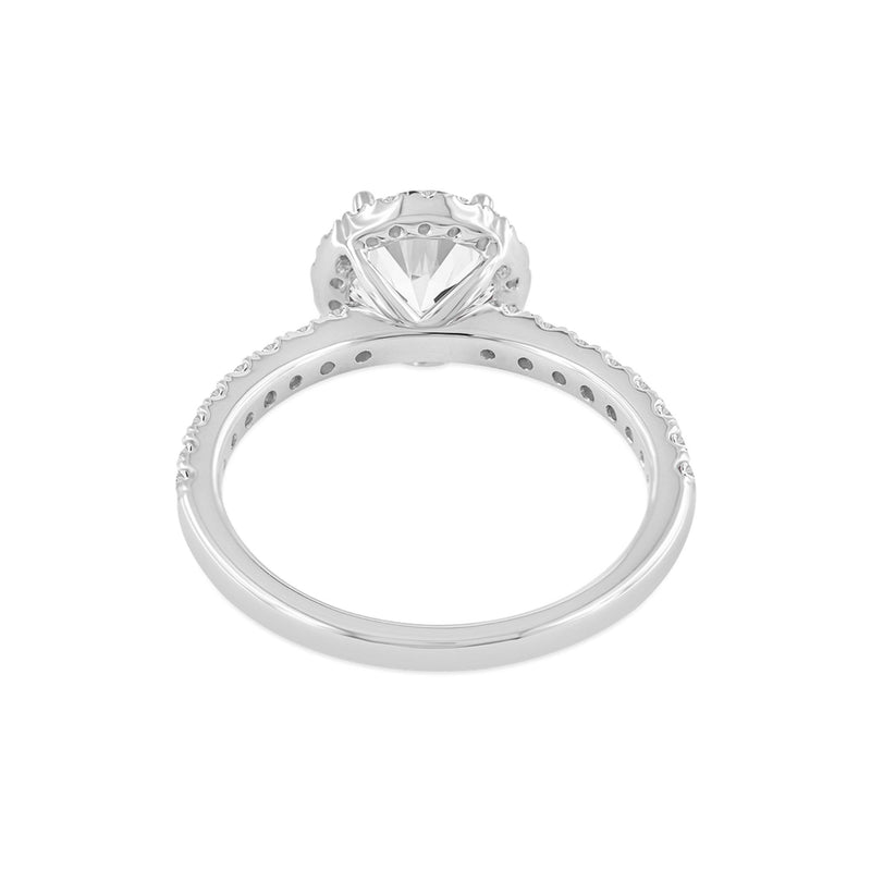 Certified Round Shape Lab Grown Diamonds (1.46 cttw) Halo Ring in 14K White Gold