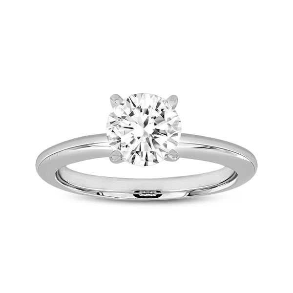 Certified Round Shape Lab Grown Diamond (1.06 ctw) Alluring Solitaire Ring in 14K White Gold