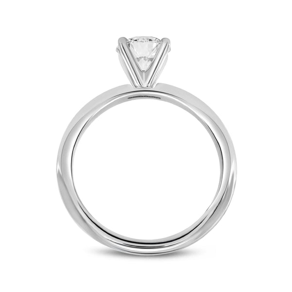 Certified Round Shape Lab Grown Diamond (1.06 ctw) Alluring Solitaire Ring in 14K White Gold