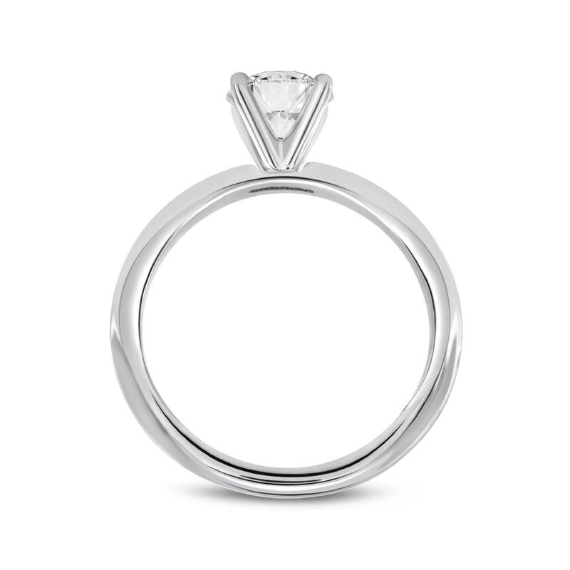 Certified Round Shape Lab Grown Diamond (1.06 ctw) Alluring Solitaire Ring in 14K White Gold