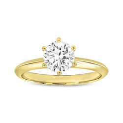 Tesi 14K Yellow Gold Round Shape Lab Grown Diamond Solitaire Ring - 1 Ct