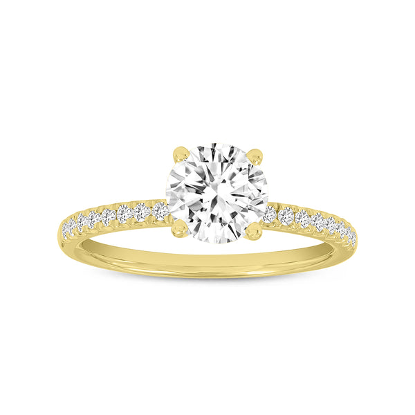 Certified Round Shape Lab Grown Diamond (1.20 ctw) Ring in 14K Yellow Gold