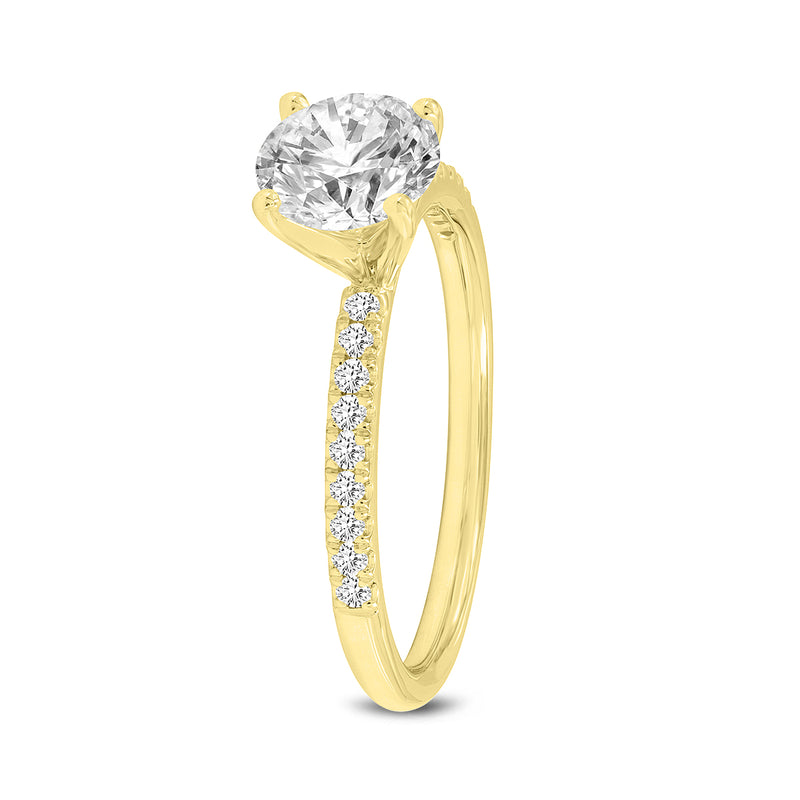 Certified Round Shape Lab Grown Diamond (1.20 ctw) Ring in 14K Yellow Gold