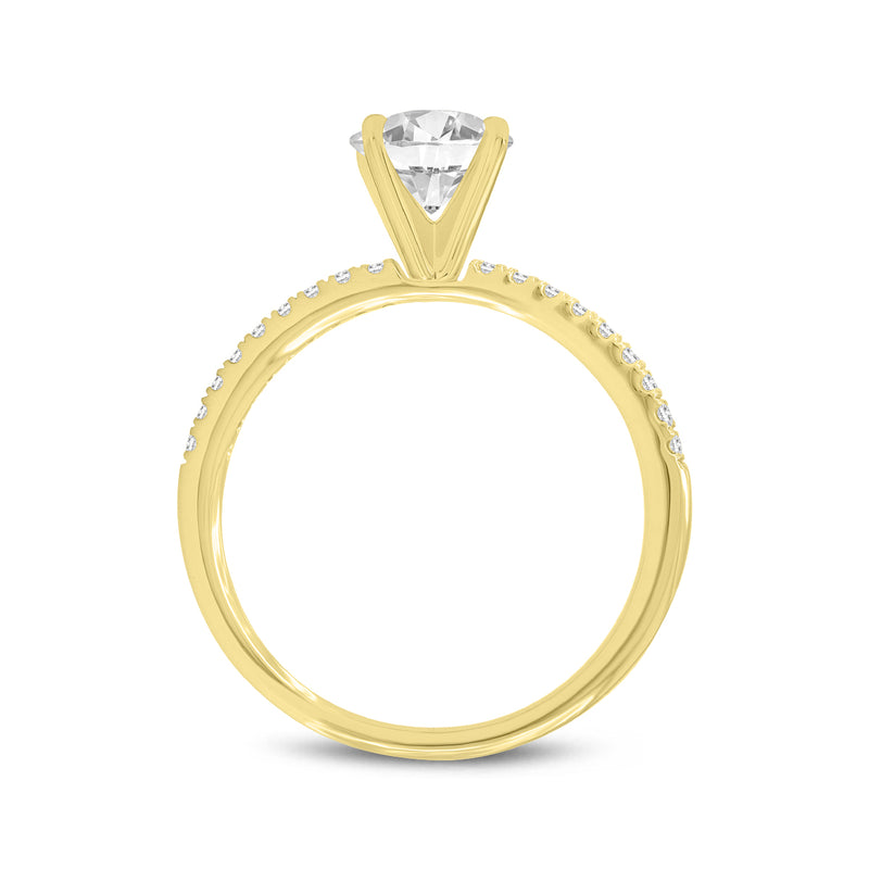 Certified Round Shape Lab Grown Diamond (1.20 ctw) Ring in 14K Yellow Gold