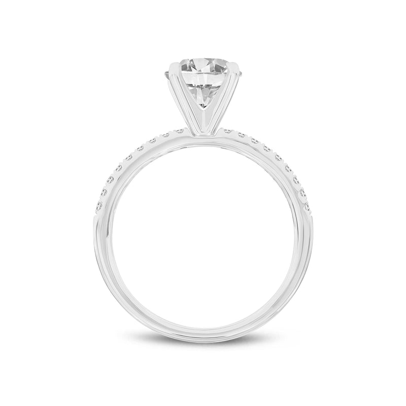 Certified Round Shape Lab Grown Diamond (1.7 ctw) Ring in 14K White Gold