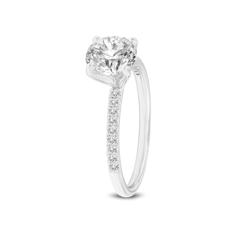 Certified Round Shape Lab Grown Diamond (1.7 ctw) Ring in 14K White Gold