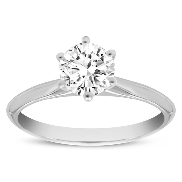 Certified Round Shape, Brilliant Cut Lab Grown Diamond (0.74 ctw) Solitaire Ring in 14K White Gold