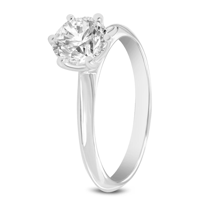 Certified Round Shape, Brilliant Cut Lab Grown Diamond (0.74 ctw) Solitaire Ring in 14K White Gold