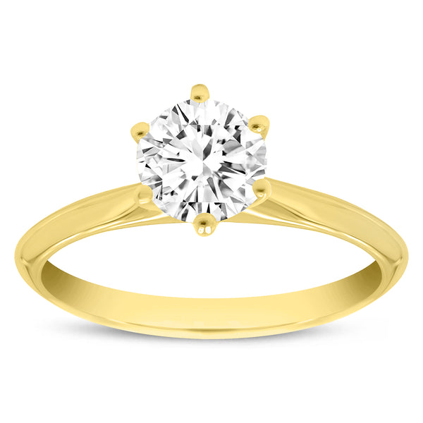 Certified Round Shape, Brilliant Cut Lab Grown Diamond (0.74 ctw) Solitaire Ring in 14K Yellow Gold