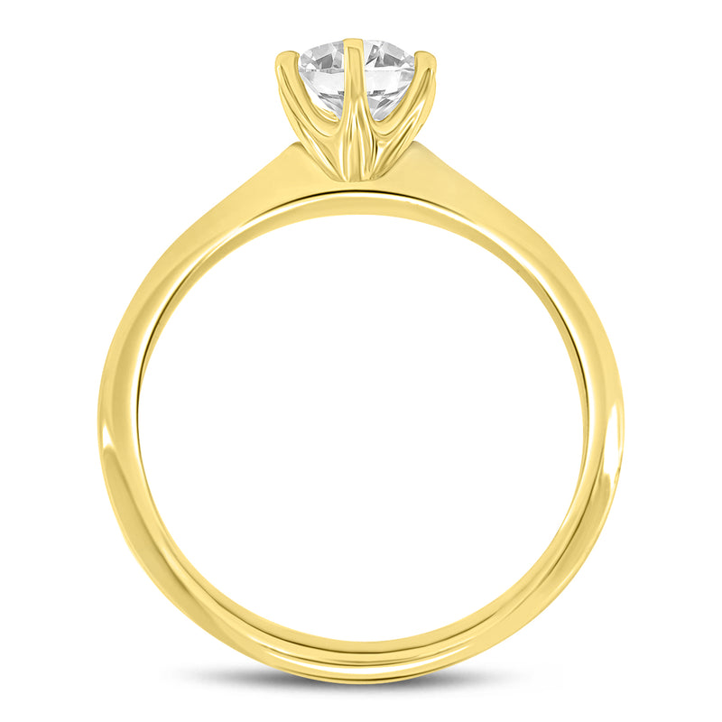 Certified Round Shape, Brilliant Cut Lab Grown Diamond (0.74 ctw) Solitaire Ring in 14K Yellow Gold