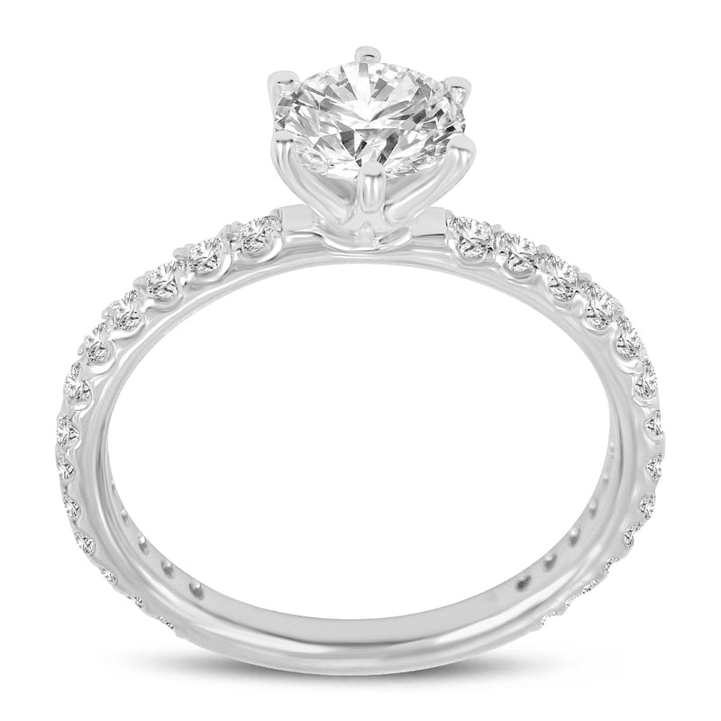 Certified Round Shape, Brilliant Cut Lab Grown Diamond (1.26 ctw) Ring in 14K White Gold