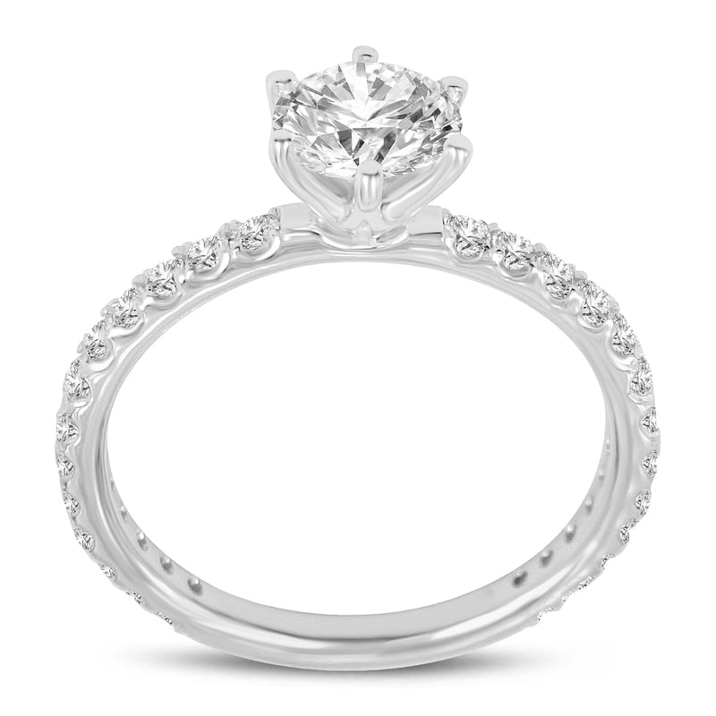 Certified Round Shape, Brilliant Cut Lab Grown Diamond (1.29 ctw) Ring in 14K White Gold