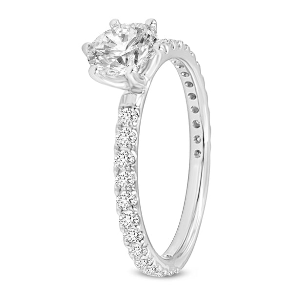 Certified Round Shape, Brilliant Cut Lab Grown Diamond (1.26 ctw) Ring in 14K White Gold