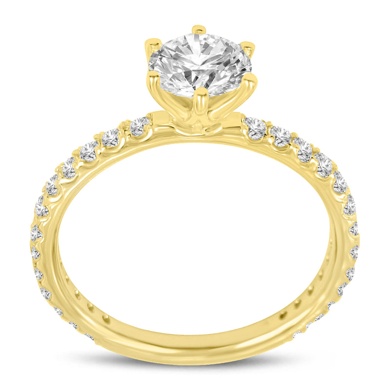 Certified Round Shape, Brilliant Cut Lab Grown Diamond (1.29 ctw) Ring in 14K Yellow Gold