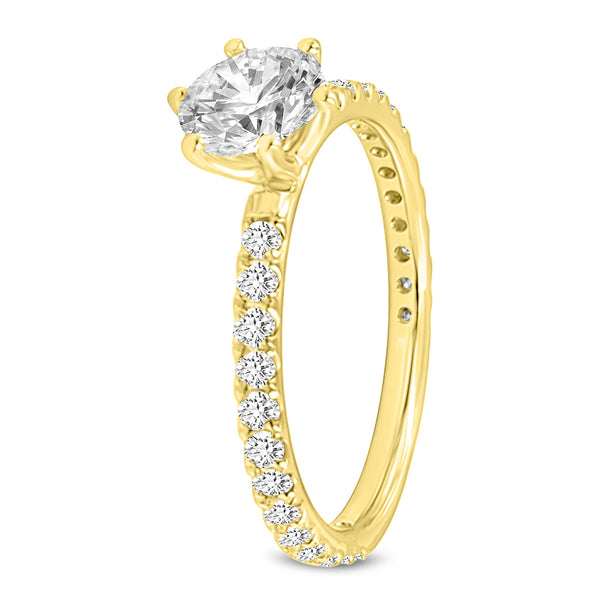 Certified Round Shape, Brilliant Cut Lab Grown Diamond (1.29 ctw) Ring in 14K Yellow Gold