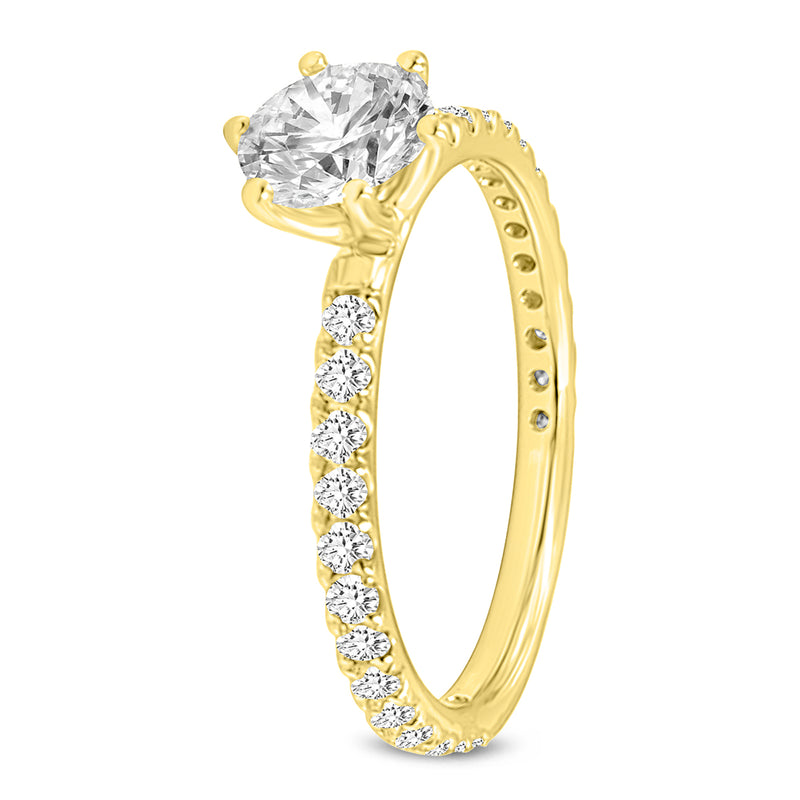 Certified Round Shape, Brilliant Cut Lab Grown Diamond (1.29 ctw) Ring in 14K Yellow Gold