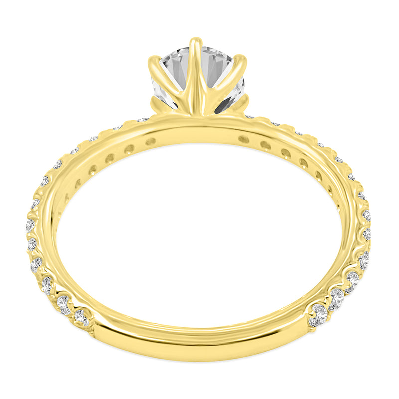 Certified Round Shape, Brilliant Cut Lab Grown Diamond (1.29 ctw) Ring in 14K Yellow Gold