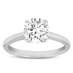 Certified Round Shape, Brilliant Cut Lab Grown Diamond (1.5 ctw) Hidden Halo Ring in 14K White Gold