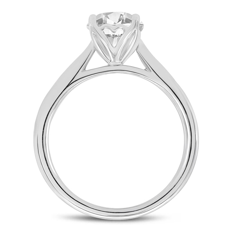 Certified Round Shape, Brilliant Cut Lab Grown Diamond (1.5 ctw) Hidden Halo Ring in 14K White Gold