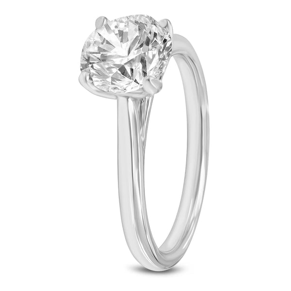 Certified Round Shape, Brilliant Cut Lab Grown Diamond (1.5 ctw) Hidden Halo Ring in 14K White Gold