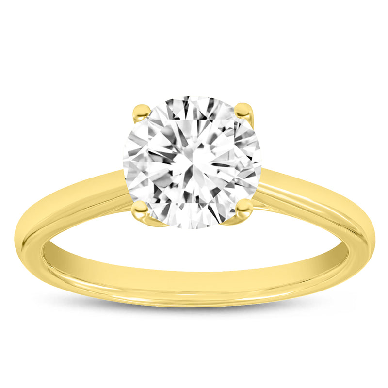 Certified Round Shape Brilliant Cut Lab Grown Diamond (1.5 ctw) Solitaire Ring in 14K Yellow Gold