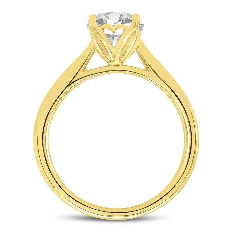 Certified Round Shape Brilliant Cut Lab Grown Diamond (1.5 ctw) Solitaire Ring in 14K Yellow Gold