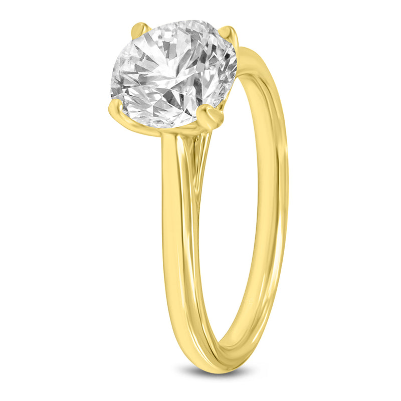 Certified Round Shape Brilliant Cut Lab Grown Diamond (1.5 ctw) Solitaire Ring in 14K Yellow Gold