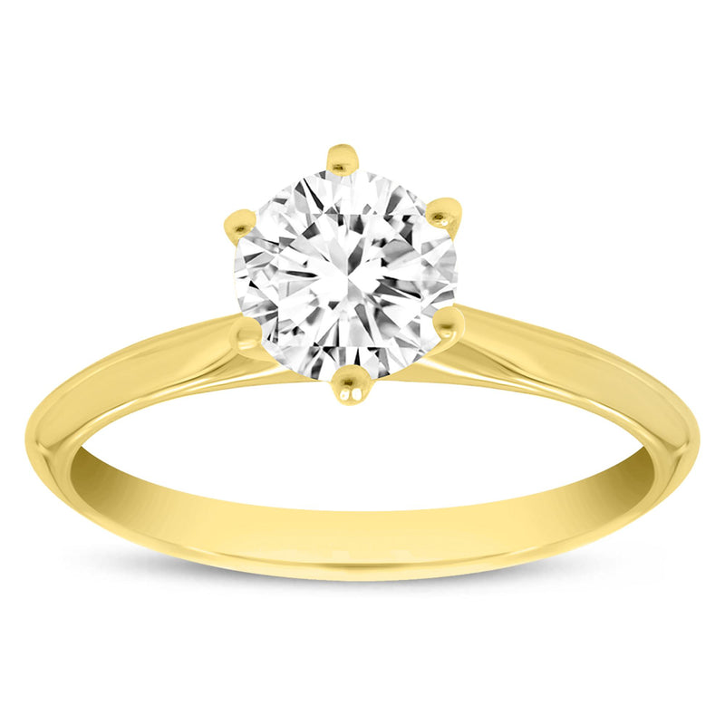 Belle 14K Yellow Gold Round Cut Lab Grown Round Diamond Solitaire Engagement Ring - 1.01 Ct