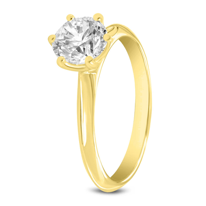 Belle 14K Yellow Gold Round Cut Lab Grown Round Diamond Solitaire Engagement Ring - 1.01 Ct