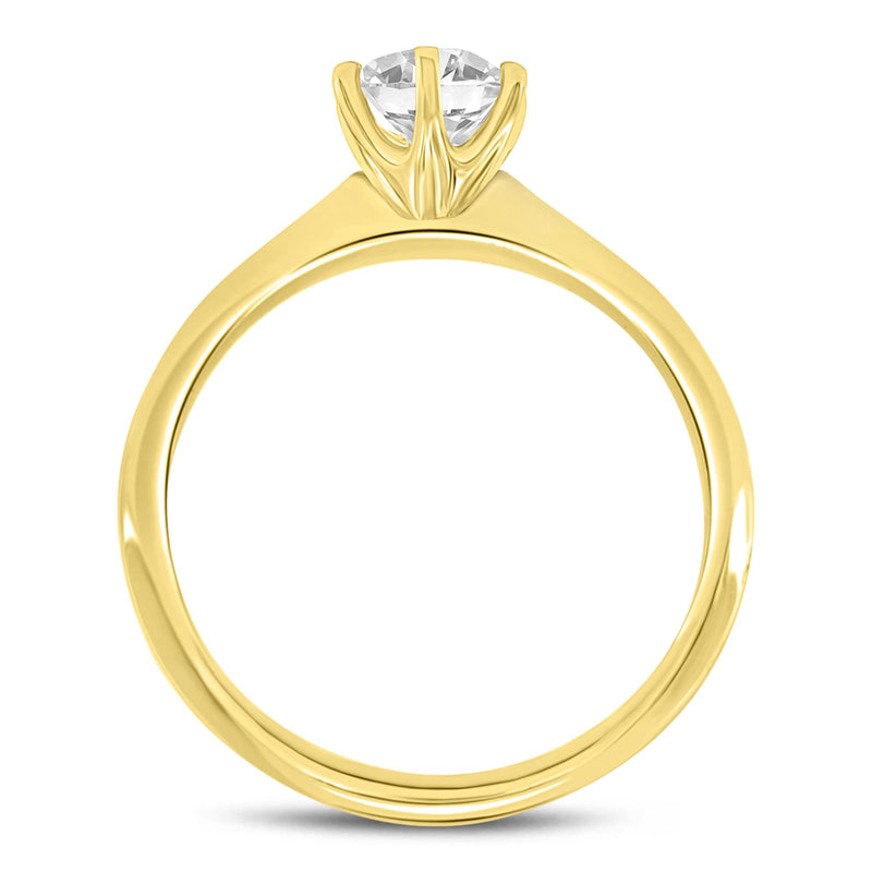 Belle 14K Yellow Gold Round Cut Lab Grown Round Diamond Solitaire Engagement Ring - 1.01 Ct