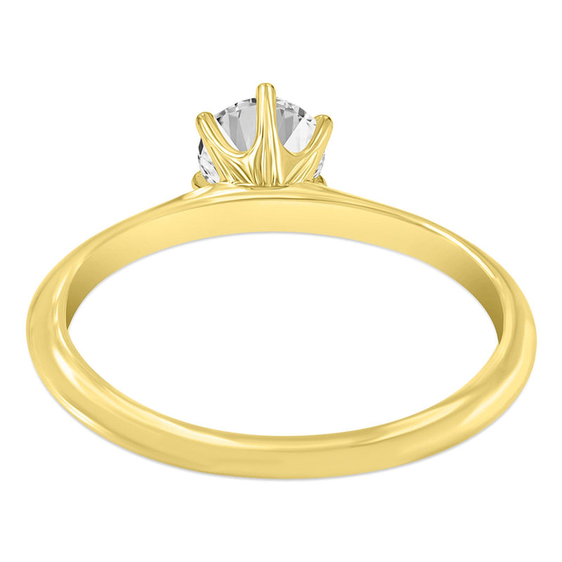 Belle 14K Yellow Gold Round Cut Lab Grown Round Diamond Solitaire Engagement Ring - 1.01 Ct