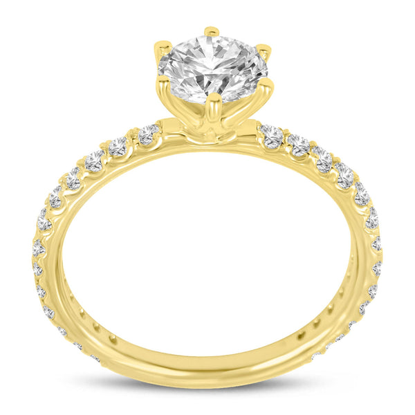 Camille 14K Yellow Gold Round Cut Lab Grown Round Diamond  Engagement Ring - 1.52 Ct