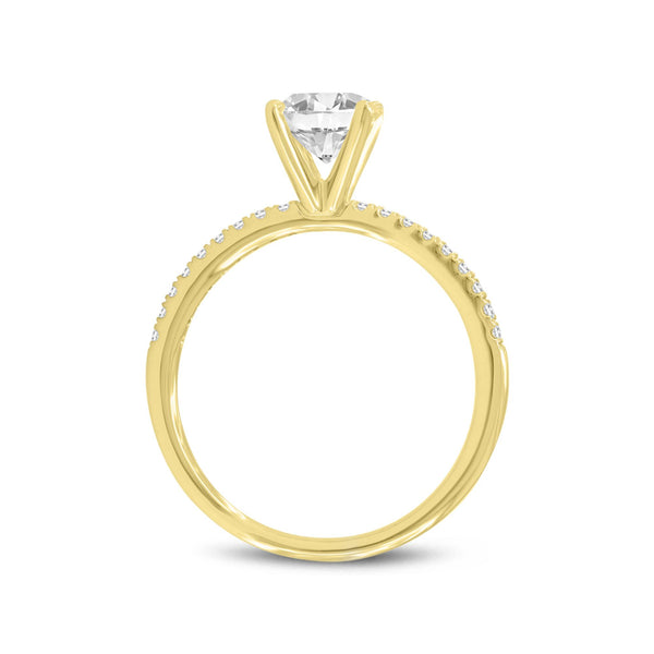 Giselle 14K Yellow Gold Round Cut Lab Grown Round Diamond  Engagement Ring - 1.19 Ct