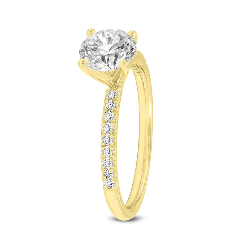 Fleur 14K Yellow Gold Round Cut Lab Grown Round Diamond  Engagement Ring - 1.22 Ct