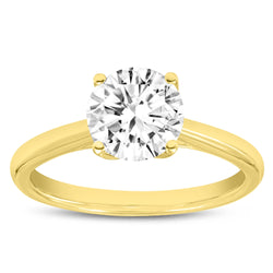 Elise 14K Yellow Gold Round Cut Lab Grown Round Diamond Solitaire Engagement Ring - 2.1 Ct