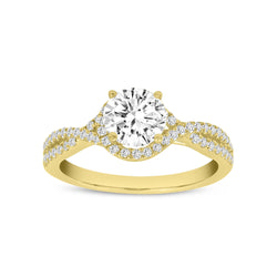 Bijou 14K Yellow Gold Round Cut Lab Grown Round Diamond Halo Engagement Ring - 2.27 Ct