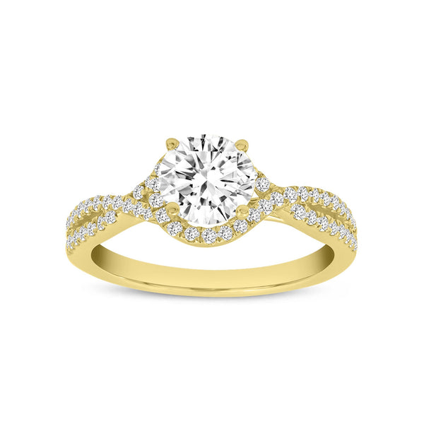 Bijou 14K Yellow Gold Round Cut Lab Grown Round Diamond Halo Engagement Ring - 2.29 Ct