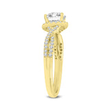 Bijou 14K Yellow Gold Round Cut Lab Grown Diamond Halo Engagement Ring - 2.25 Ct