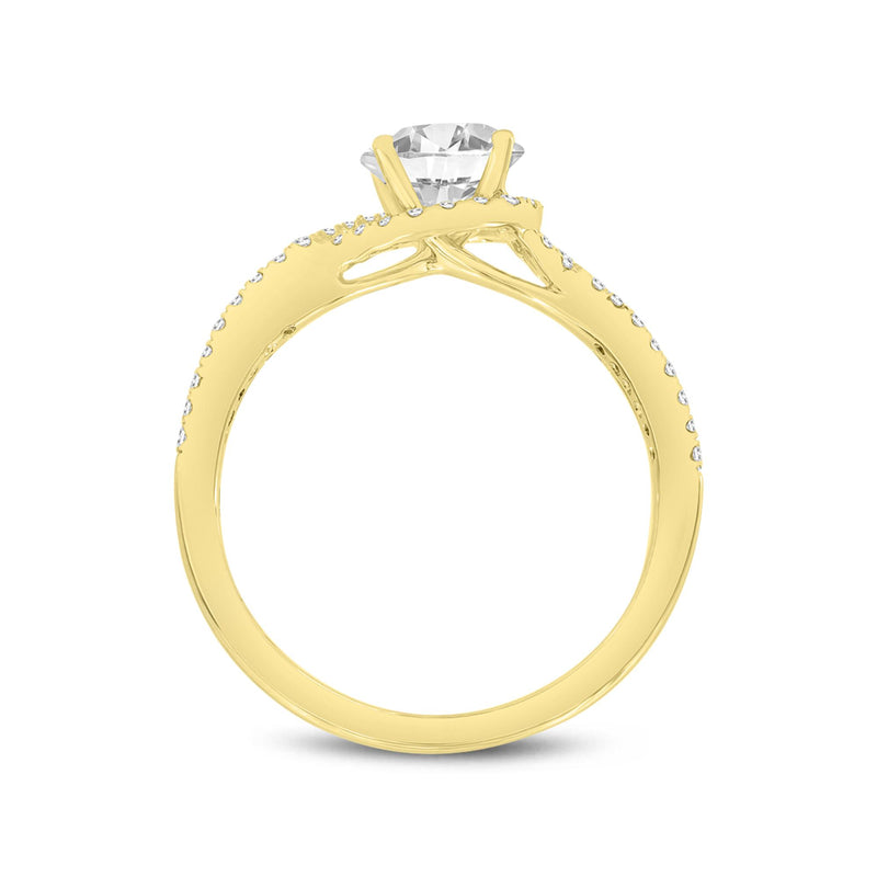 Bijou 14K Yellow Gold Round Cut Lab Grown Round Diamond Halo Engagement Ring - 2.27 Ct